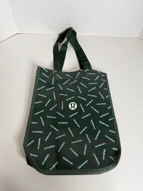 LULULEMON ATHLETICA Reusable Shopping Tote bag Dark Green White Logo Like new